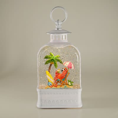 Flamingo Lantern Glitter Globe