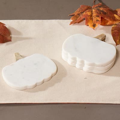 Set Of 4 Marble Pumpkin Coasters