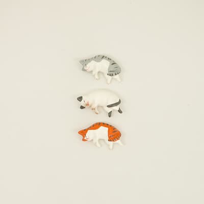 Set Of 3 Lazy Cat Magnets