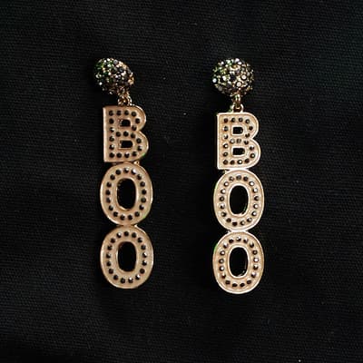 Glow In Dark Boo Earrings - Gold