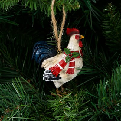 Rooster with Blue Tail Ornament