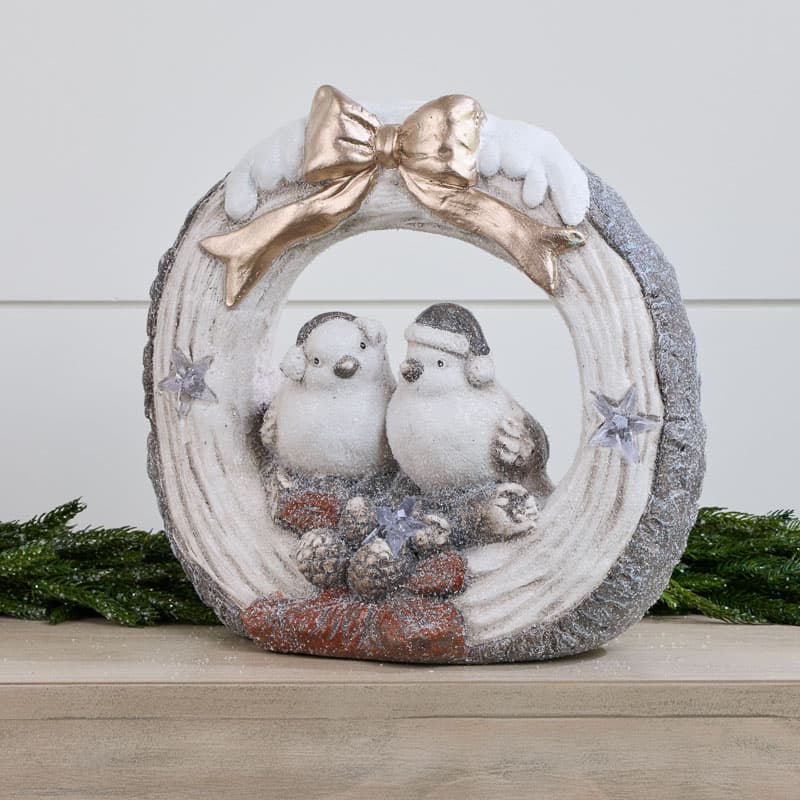 LED Bird Wreath With Bow - Cracker Barrel