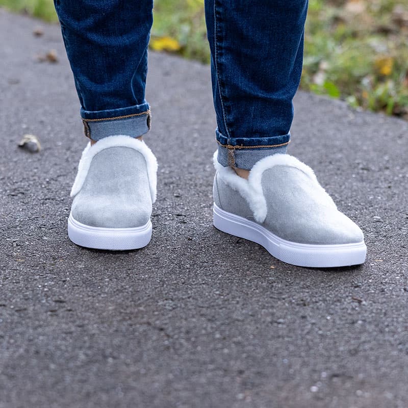 Fur lined slip on sneakers online