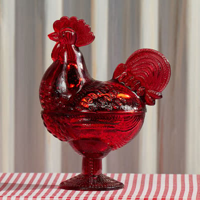 Vintage Candy Dish Rooster Candle