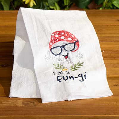 Fungi Embroidered Flour Sack Towel