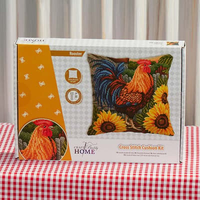 Rooster Embroidery 14X14 Pillow Kit