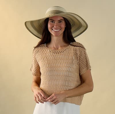 Aqua Natural Striped Sunhat