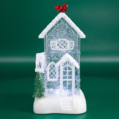 Cardinal On Roof Glitter Globe