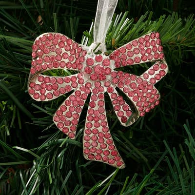 Pink Jeweled Bow Ornament