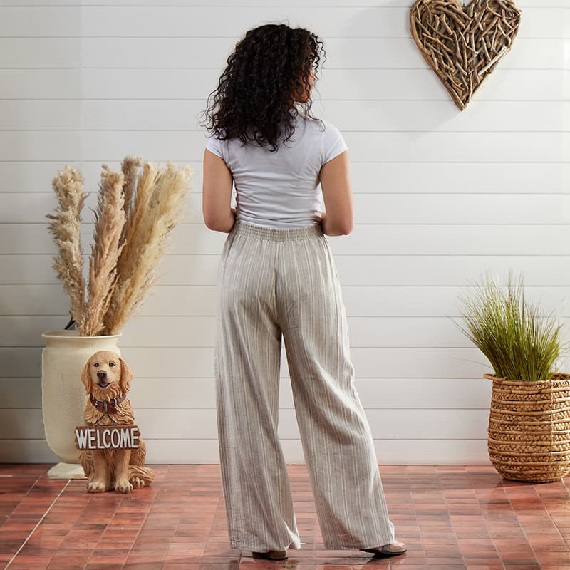 Tan Lurex Stripe Pants - Cracker Barrel