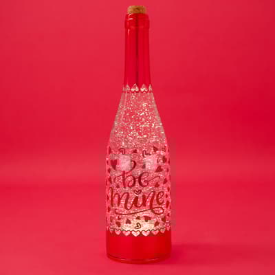 Be Mine Bottle Glitter Globe
