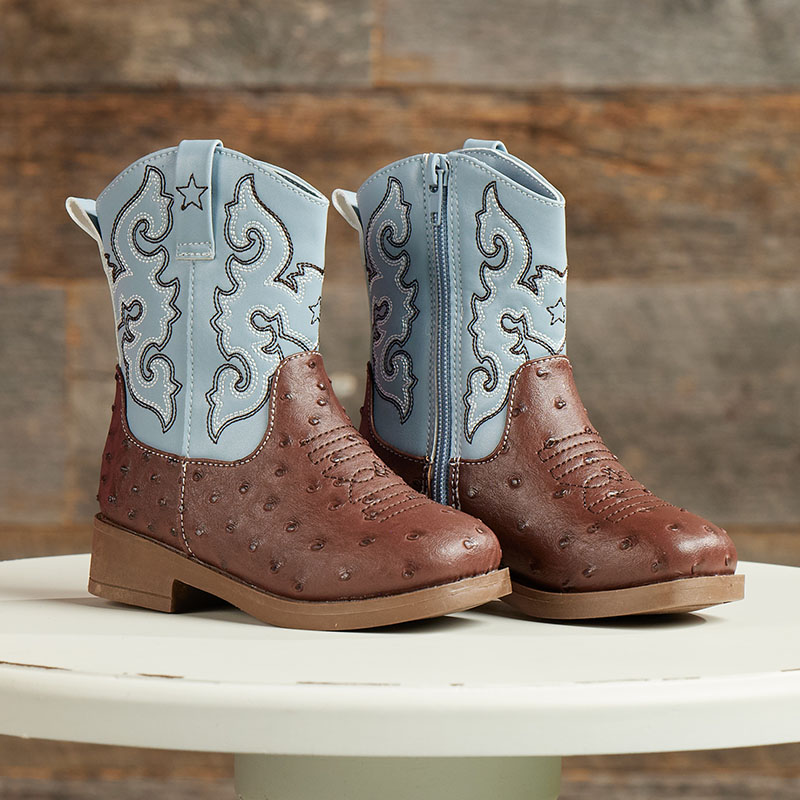 Toddler Ostrich Colorblock Cowboy Boots - Cracker Barrel display picture 1