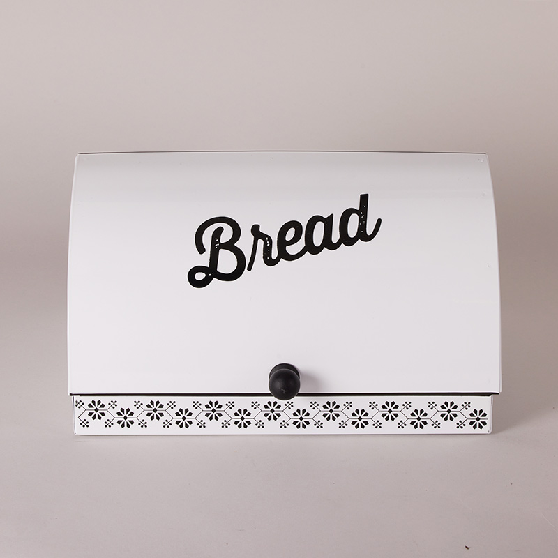 White Metal Bread Box Cracker Barrel