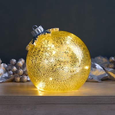 Small LED Gold Glass Ornament Decor