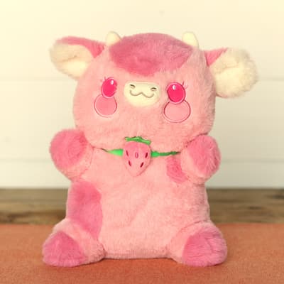 10" Strawberry Kawaii Cow Plush