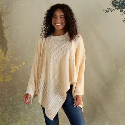 Ivory Cable Knit Poncho