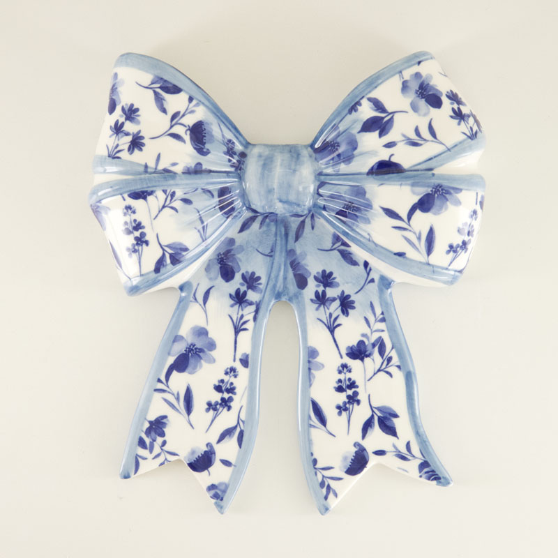 Blue Ceramic Bow Wall Decor