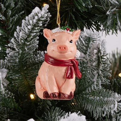 Pig in Santa Hat Ornament