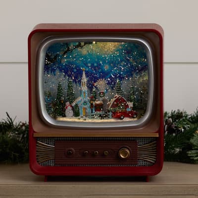 Christmas Village TV Glitter Globe