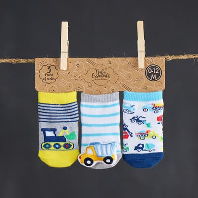 Infant 3 Pack Truck Rattle Sock Set