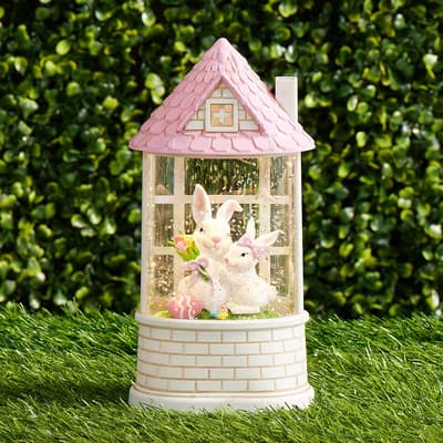 Bunny House Glitter Globe