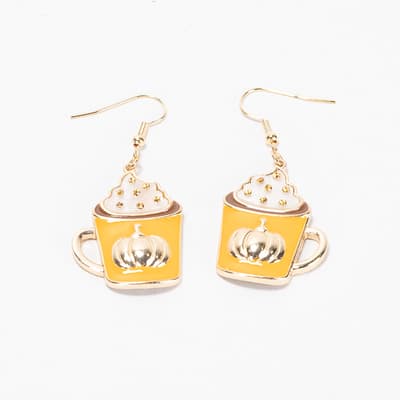 Pumpkin Spice Coffee Gold Earrings