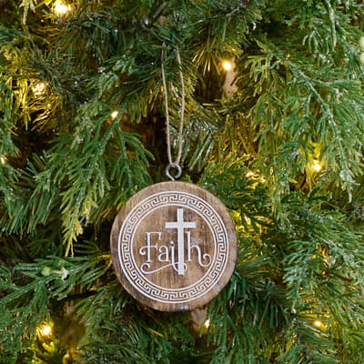 Wooden Round Faith Ornament