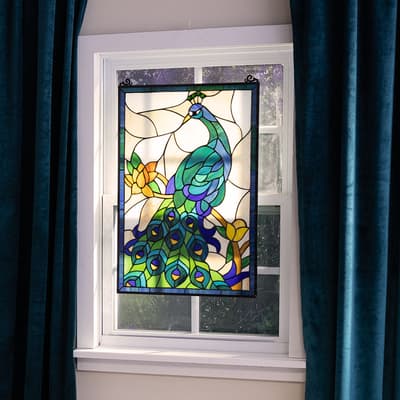 Peacock Stained Glass Wall Hanging