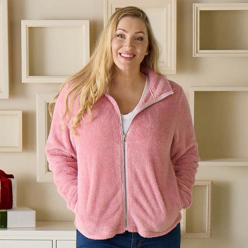 Blush Lurex Fleece Jacket Cracker Barrel