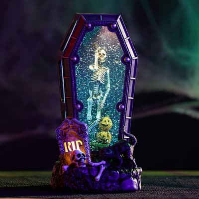 Skeleton Casket Glitter Globe