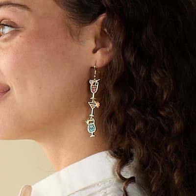 Stacked Drink Earrings- Gold