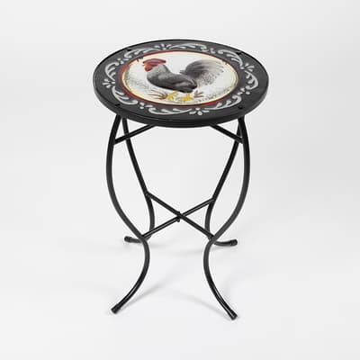 Rooster Fused Glass Side Table