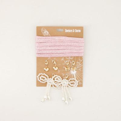 Metallic Pink Shoelaces with Charms