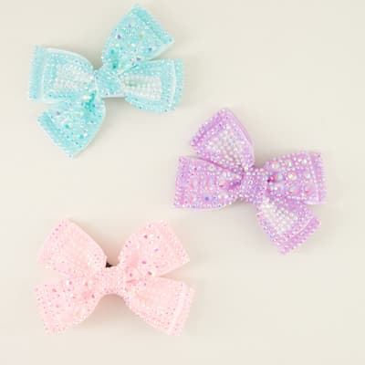 3 Pack Sparkle Bow Clip Set