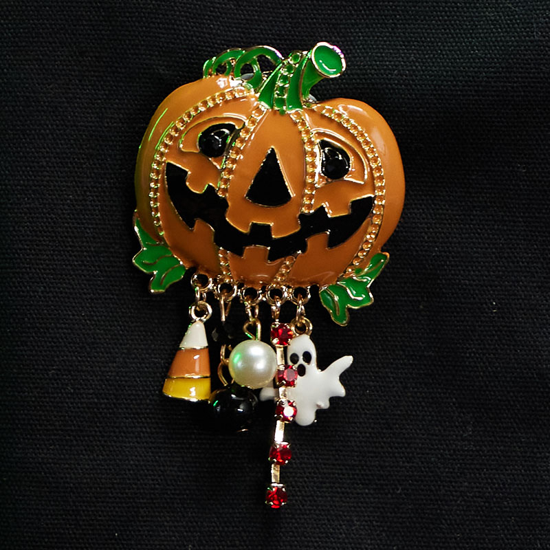 Pumpkin Dangle Brooch Pin - Gold - Cracker Barrel