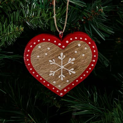 Hand Painted Wooden Heart Ornament