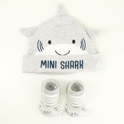 Infant Mini Shark Hat and Sock Set