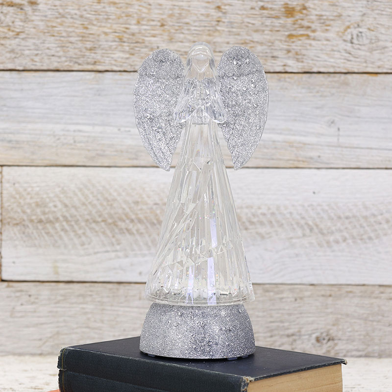 Angel Silver Glitter Wing Glitter Globe Cracker Barrel