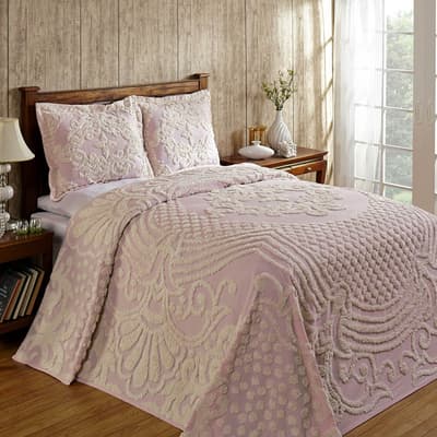 Florence Pink Tufted Chenille Bedspread - Queen
