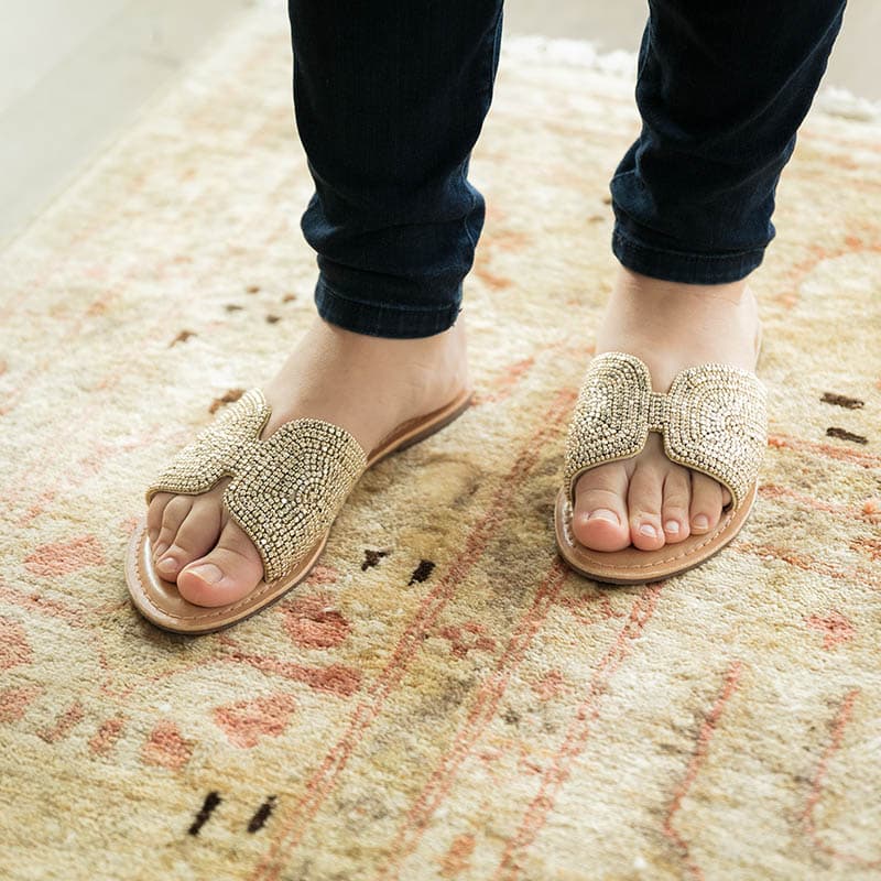 Gold Beaded Sandals Cracker Barrel