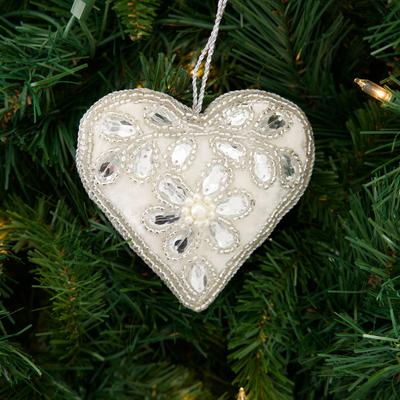 Jeweled Fabric Heart Ornament