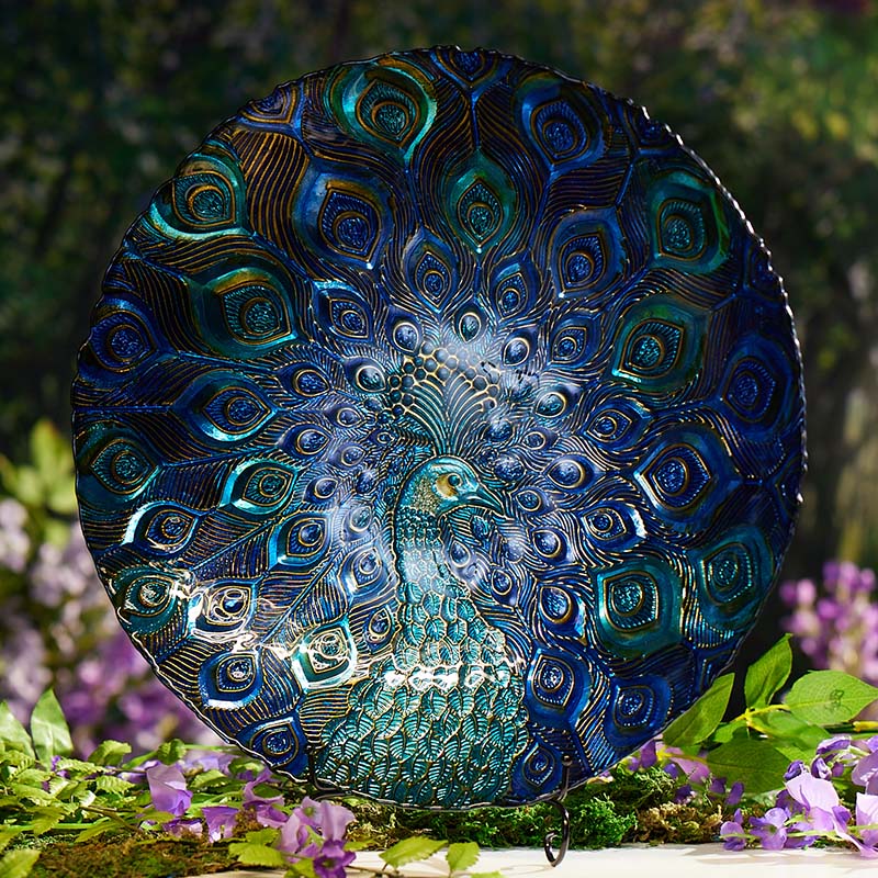 Beautiful Artistic Accents Hand Decorated Glass Bowl In A authentic Red & Gold Peacock