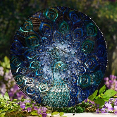 Glass Bowl With Peacock Design