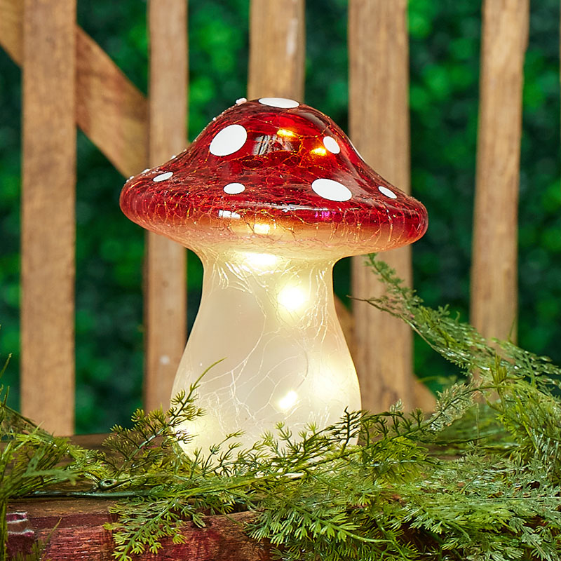 LED Red Mushroom Large Cracker Barrel