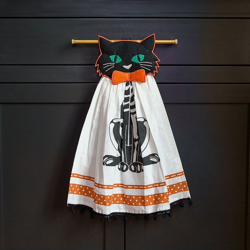 Halloween Cat Kitchen Towel Cracker Barrel