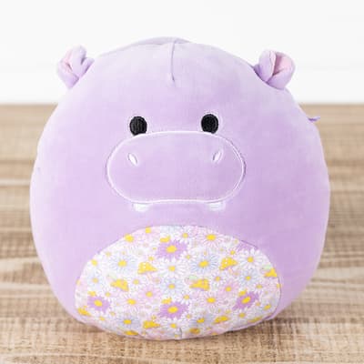 8" Purple and Floral Hippo Squishmallow - Hanna