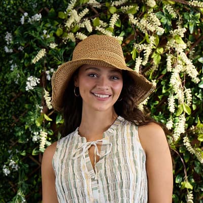 Natural Straw Bucket Hat with Trim