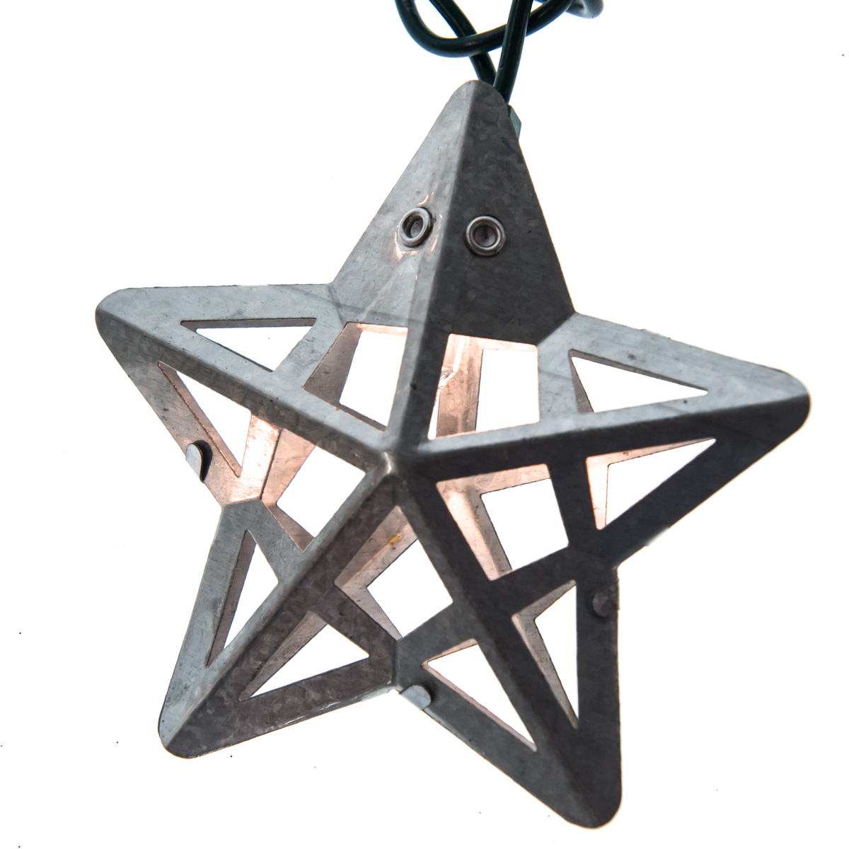 Galvanized metal star string lights sales
