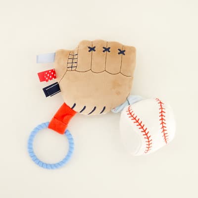 Mitt and Baseball Rattle Teether