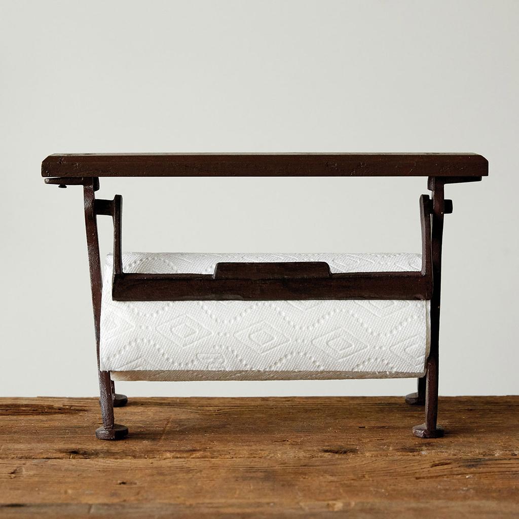 Cast Iron and Wood Paper Towel Holder Cracker Barrel